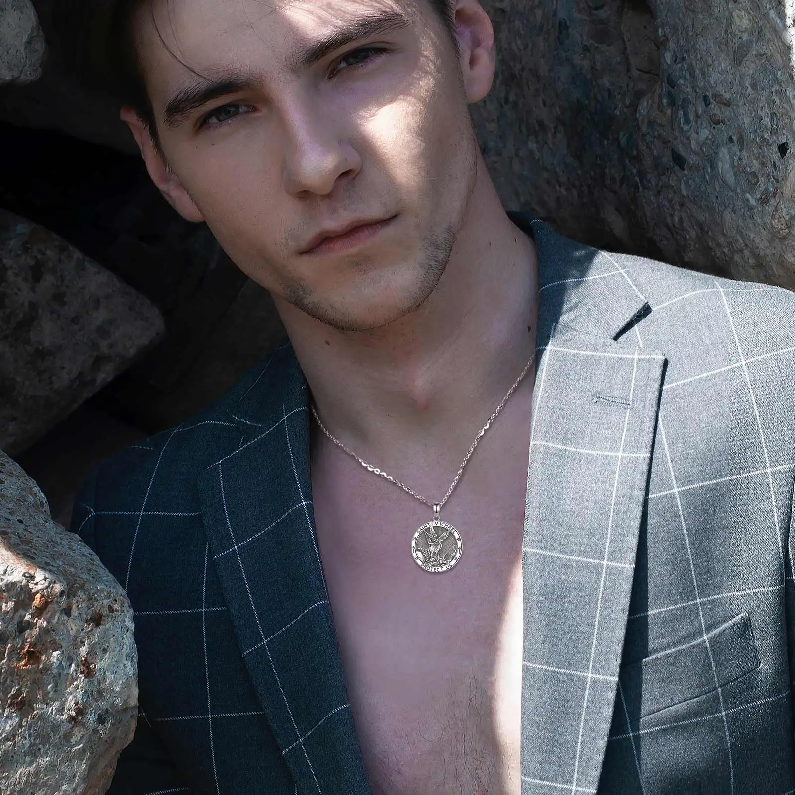 يودورا سانت مايكل قلادة 925 فضة رئيس الملائكة تميمة ميدالية قلادة مجوهرات مسيحية هدية دينية للرجال والنساء #6