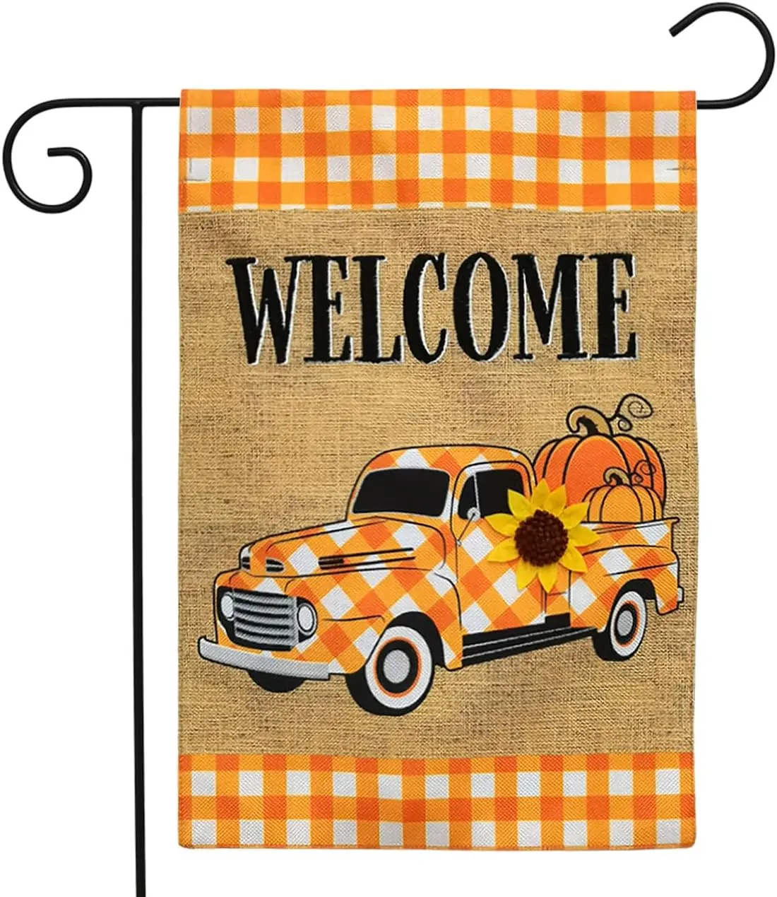 Checkered Fall Truck Burlap Garden Flag 18 x 12.5 Briarwood Lane