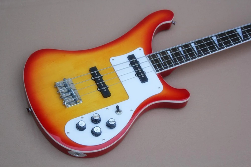 4 Strings Cherry Sunburst Electric Bass with 22 Frets,Rosewood Fretboard,Providing Customized Service