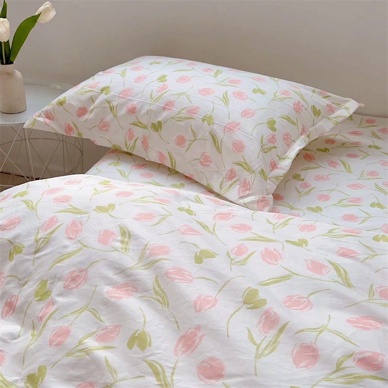 

Bedding Breathable 3-Piece Set Sheet Nordic Soft Duvet Modern 4-Piece Pillowcase Bed Cover Flat Hotel Fitted Cotton Comfortable