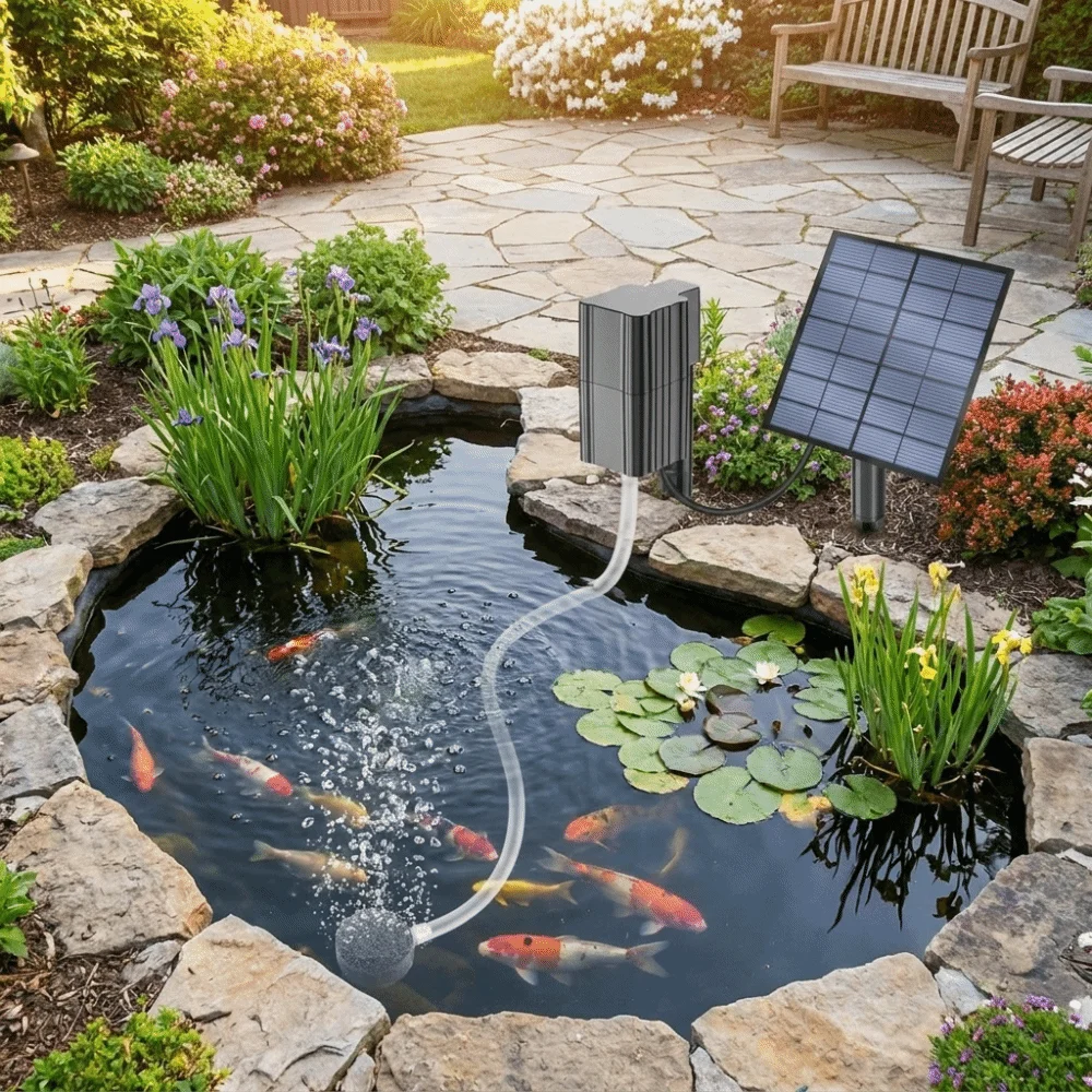 Low Noise Solar Powered Pond Aerator High Efficiency Energy Saving Solar Air Pump Durable Aquarium Aerator Fishing