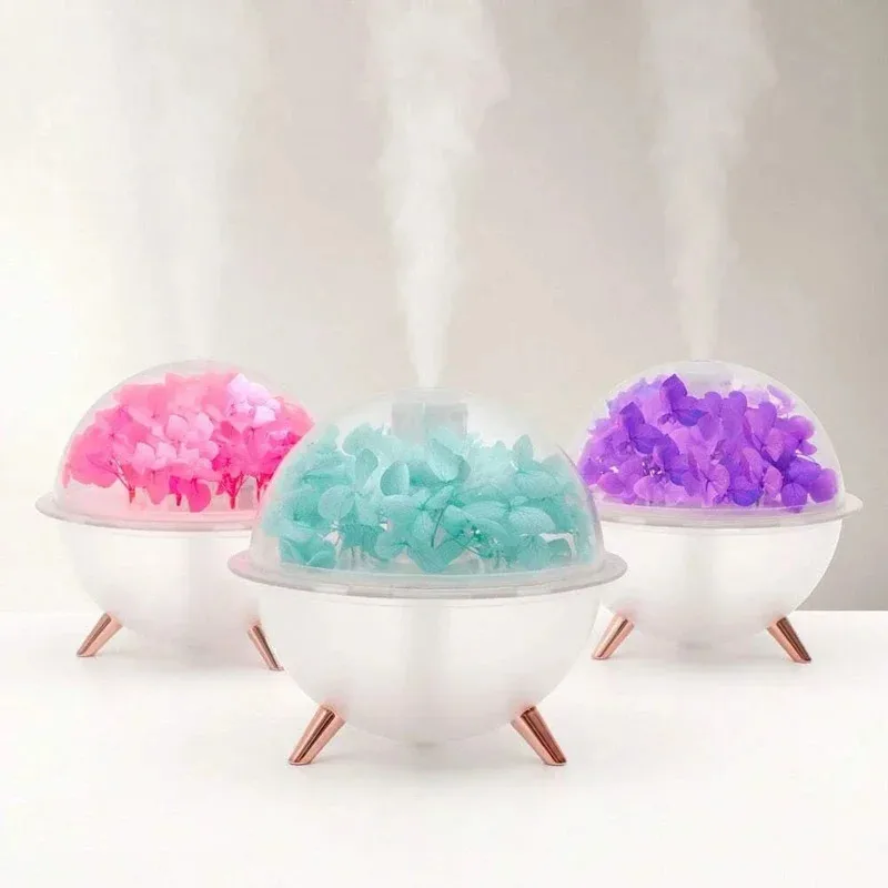 New 260ML Mini USB Humidifier with Night Light for Home Office, Eternal Flower Aromatherapy Diffuser, Creative Air Mist Maker