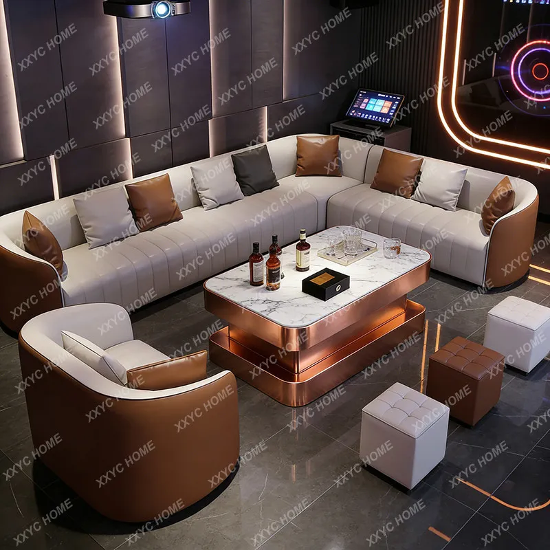 Customized sofa commercial light luxury card seat corner L-shaped U-shaped small sofa coffee table