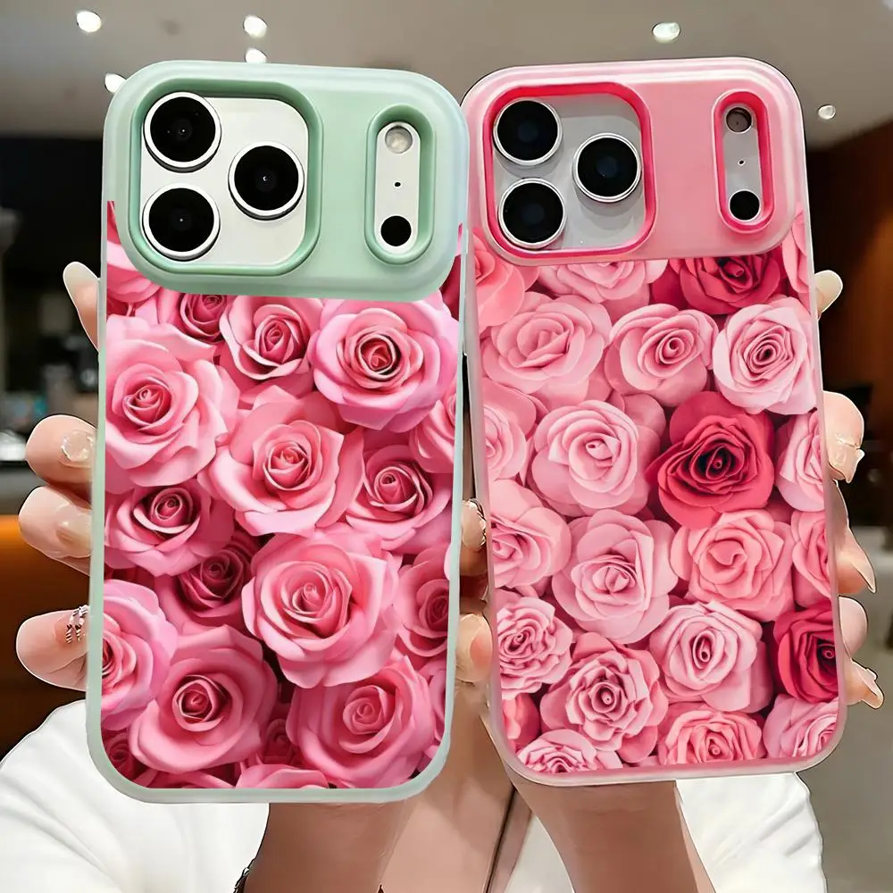 

Rose Beautiful Phone Case Slim Clear Jelly Case for Phone 17-12, Soft TPU Shockproof Anti-Yellowing Cover