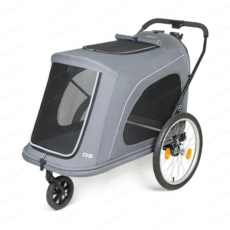 

Большая тележка для животных, складывающаяся одним нажатием кнопки, подходит для прогулок с крупными собаками и позволяет перевозить велосипеды для пожилых собак.
