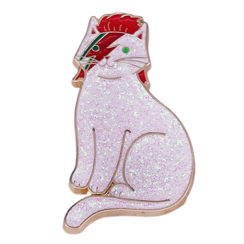 Glitter Cat Hard Enamel Pin Animal Badge Brooch for Jewelry Accessory