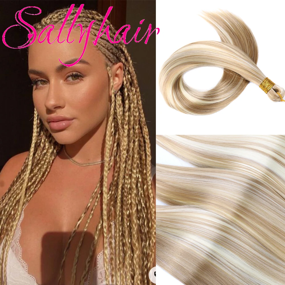 22” Synthetic Bone Straight Braiding Hair Bulk Crochet Braids Hair Pre Stretched Braiding Hair For Box Braids Hair Extensions