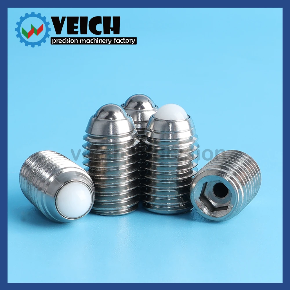 VEICH VCN327 High Precision Tranfer Units Threaded Ball Rollers Stainless Steel Hexagon Socket Transfer Device Spring Inside