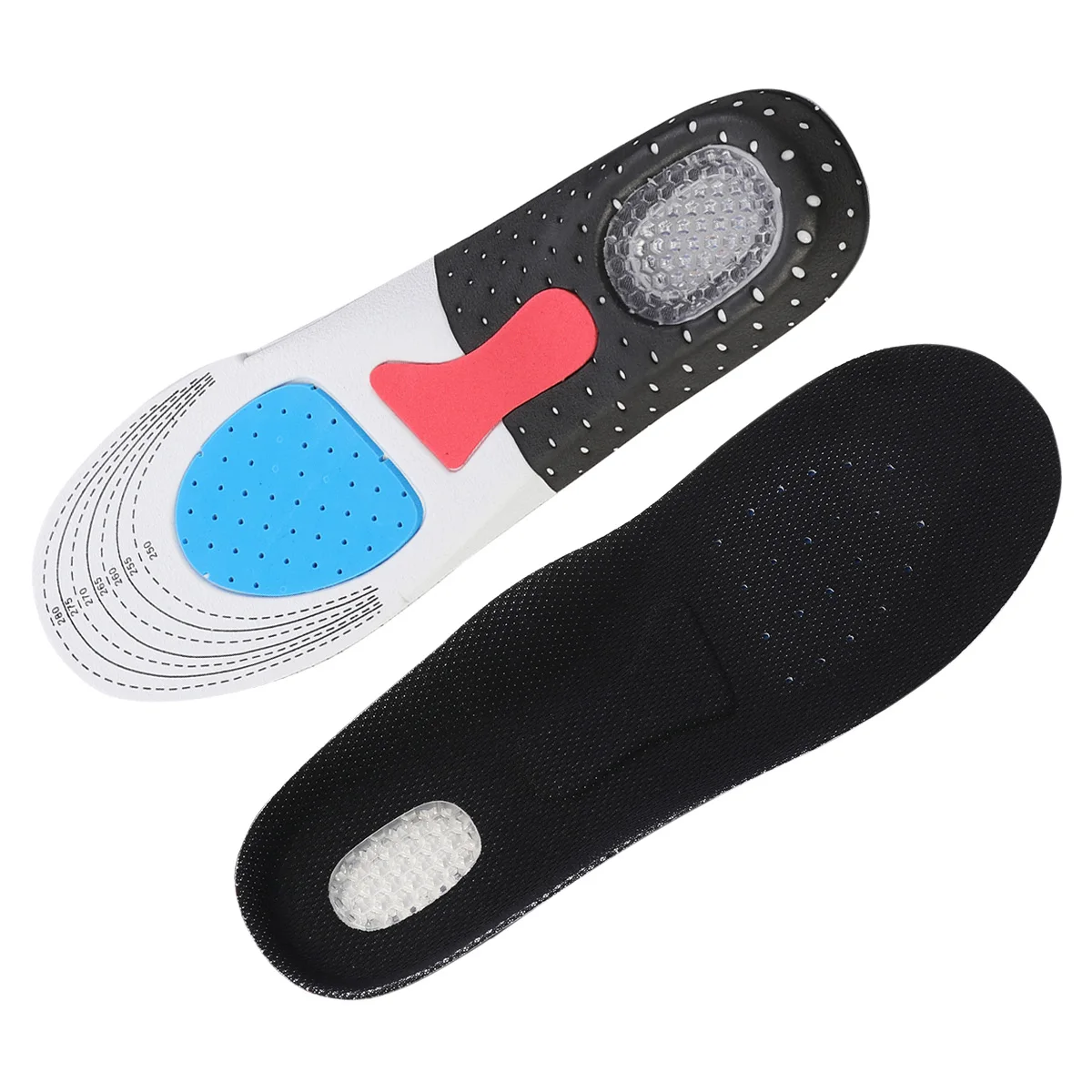 Black And White Orthopedic Massage Support Silicon Gel Insole Size is About 28.5 * 9.2cm