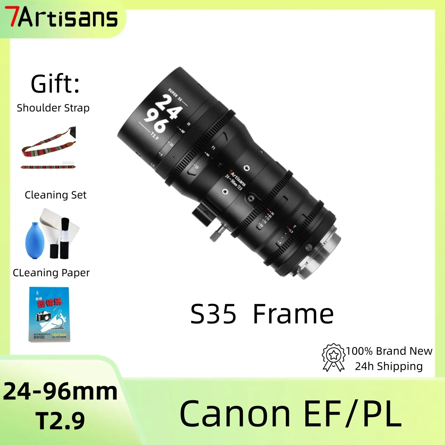 

7artisans 24-96mm T2.9 Super 35mm S35 Professional 4X Zoom Cine Lens for Canon EF/PL Mount Camera Video Shooting EOS C700