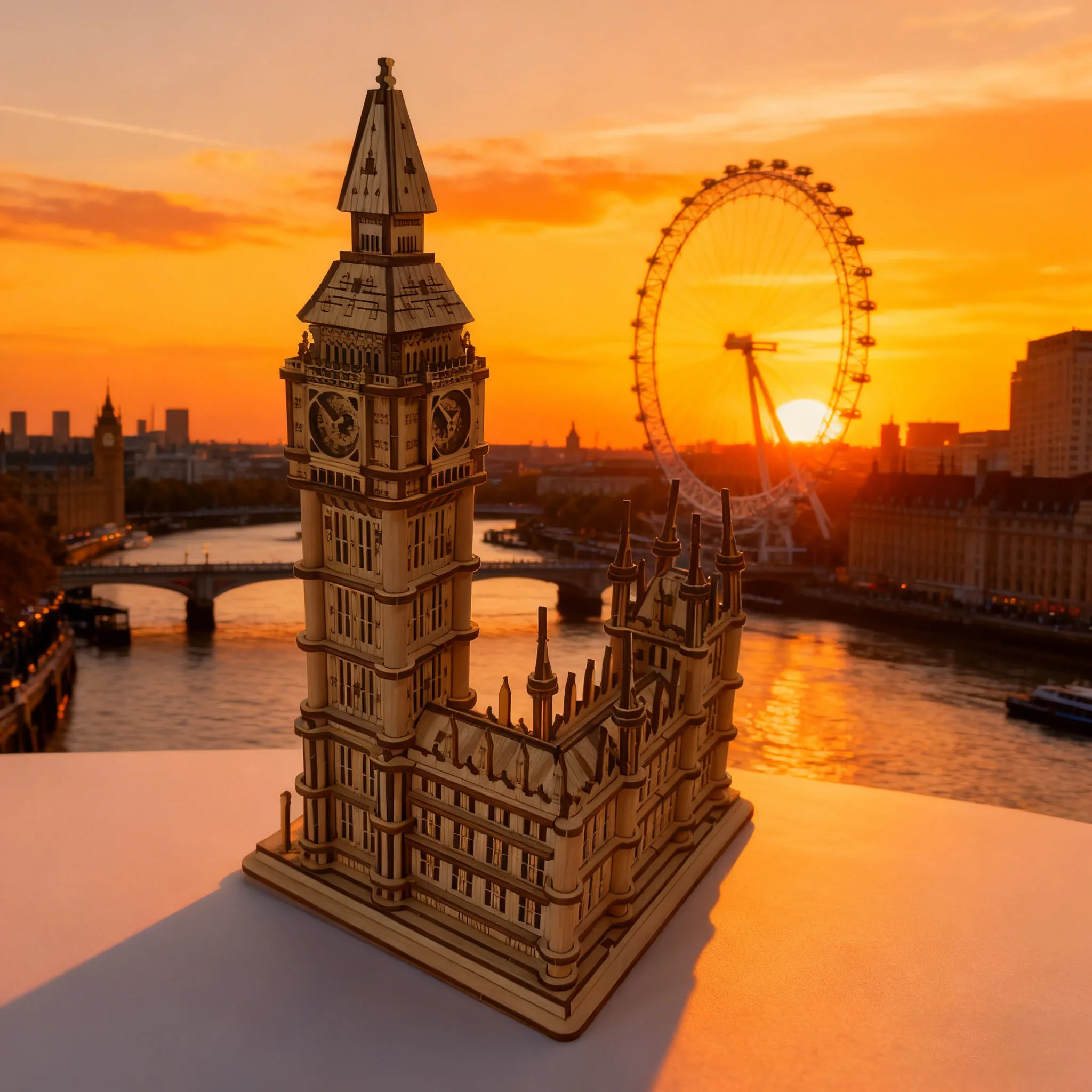 DIY Wooden Big Ben Model Kit 3D Puzzle Construction Fun Set Wooden Building Blocks Educational Birthday Gift Festive Gift