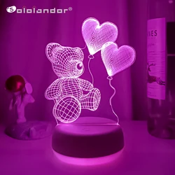 3D Night Light Desktop Decoration LED Lamp Bedroom Decor for Valentine's Day Gift Room Lights Wedding Accessories Dropshipping