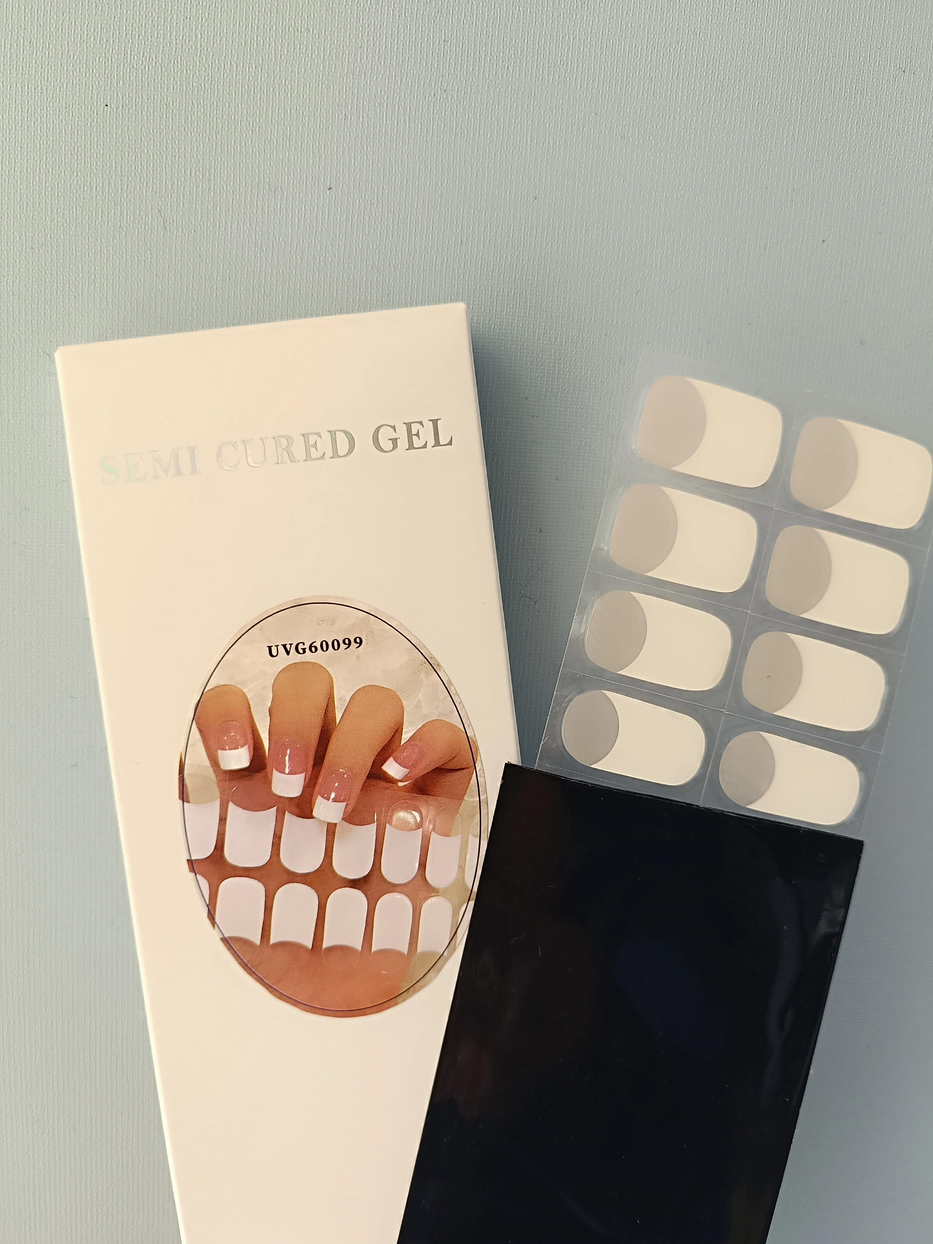 22-teiliges UV Semi-Cured Gel Nagelaufkleber-Set für UV-Lampe, Vollständige Abdeckung, Maniküre DIY, Damen Mode Nagelkunst Dekoration Gel Nagel-Patches