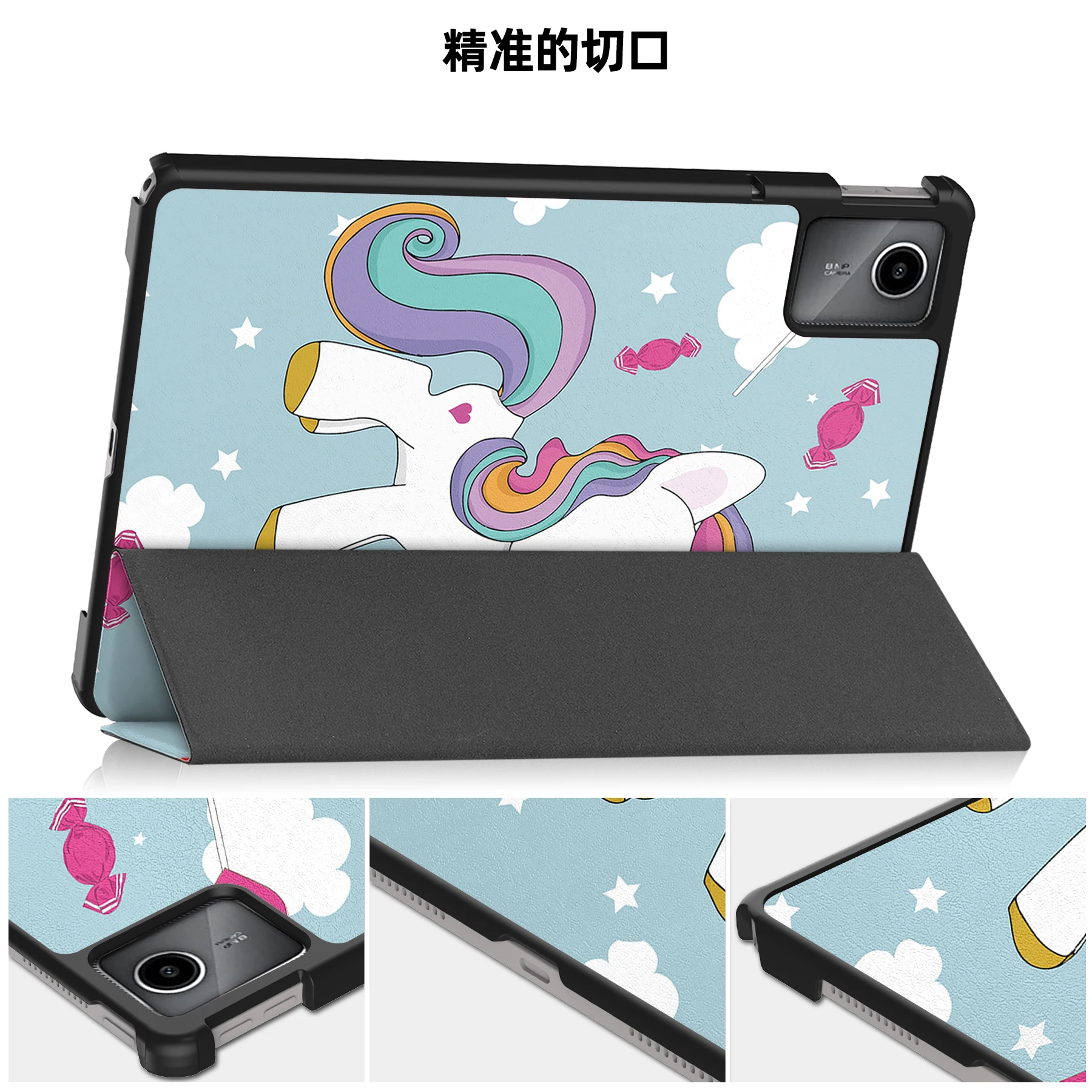 Case for Lenovo Xiaoxin Pad 2024 11 inch TB331FC TB330FU Leather Tri-fold Tablet Cover for Tab M11 2023 with Auto Wake Function