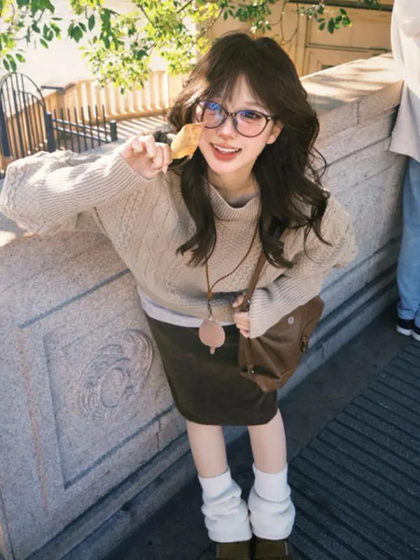 

Korean Sle Thiened Warm Knitted Sweater Women's Off-oulder Twist Winter Casual Faion Top Loose Fit Long Sve