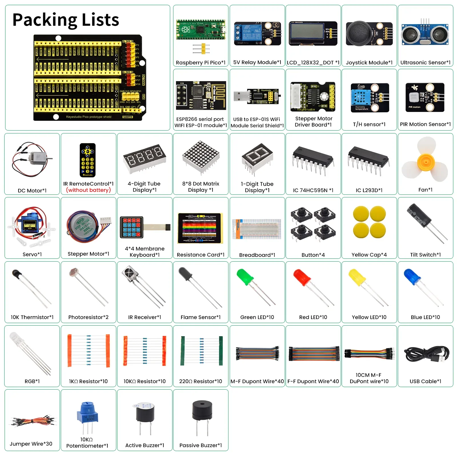 Keyestudio KS3025 Raspberry Pi Pico Complete leerkit Onderwijs DIY-kit Microcontroller Sensor Python Programmering Elektronisch