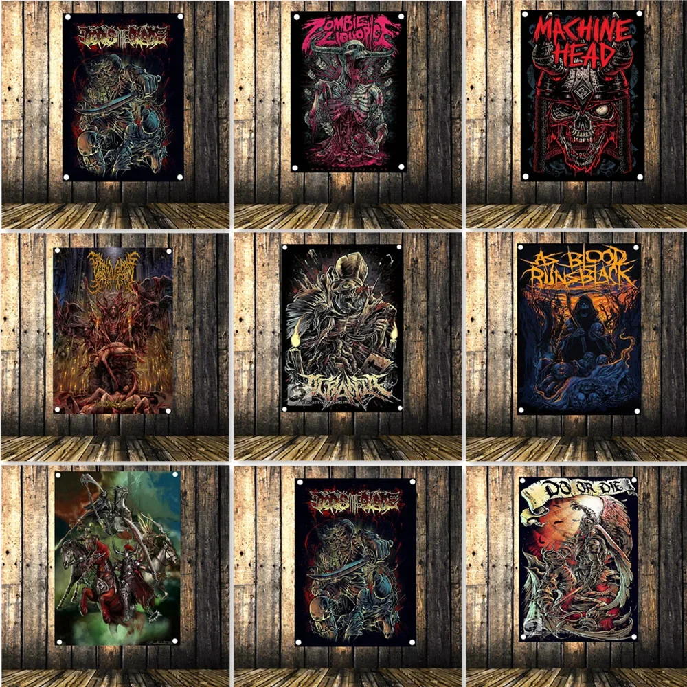 

Scary Devil Death Art Poster Wall Hanging Flag Tapestry Metal Art Rock Music Poster Club Bar Pub Home Decor Banner Wall Painting