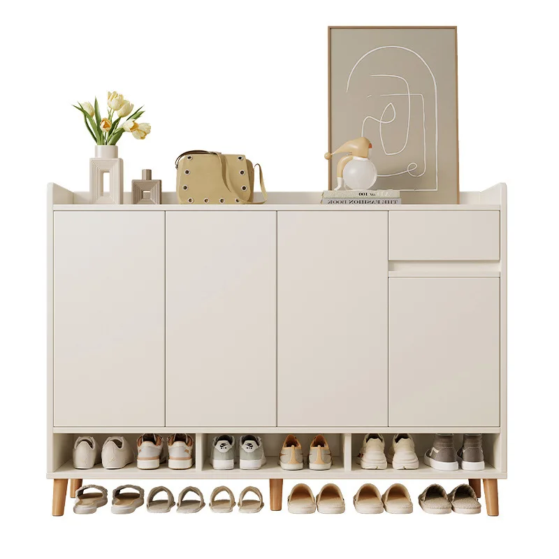 

Solid wood shoe cabinet household entrance entrance door balcony entrance cabinet integrated storage locker