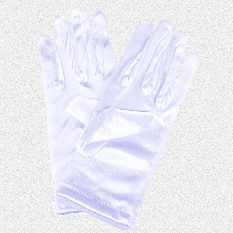 Wrist Length White Satin  Full Finger 1920s Evening Opera Party Gloves Bridal Dance Gloves