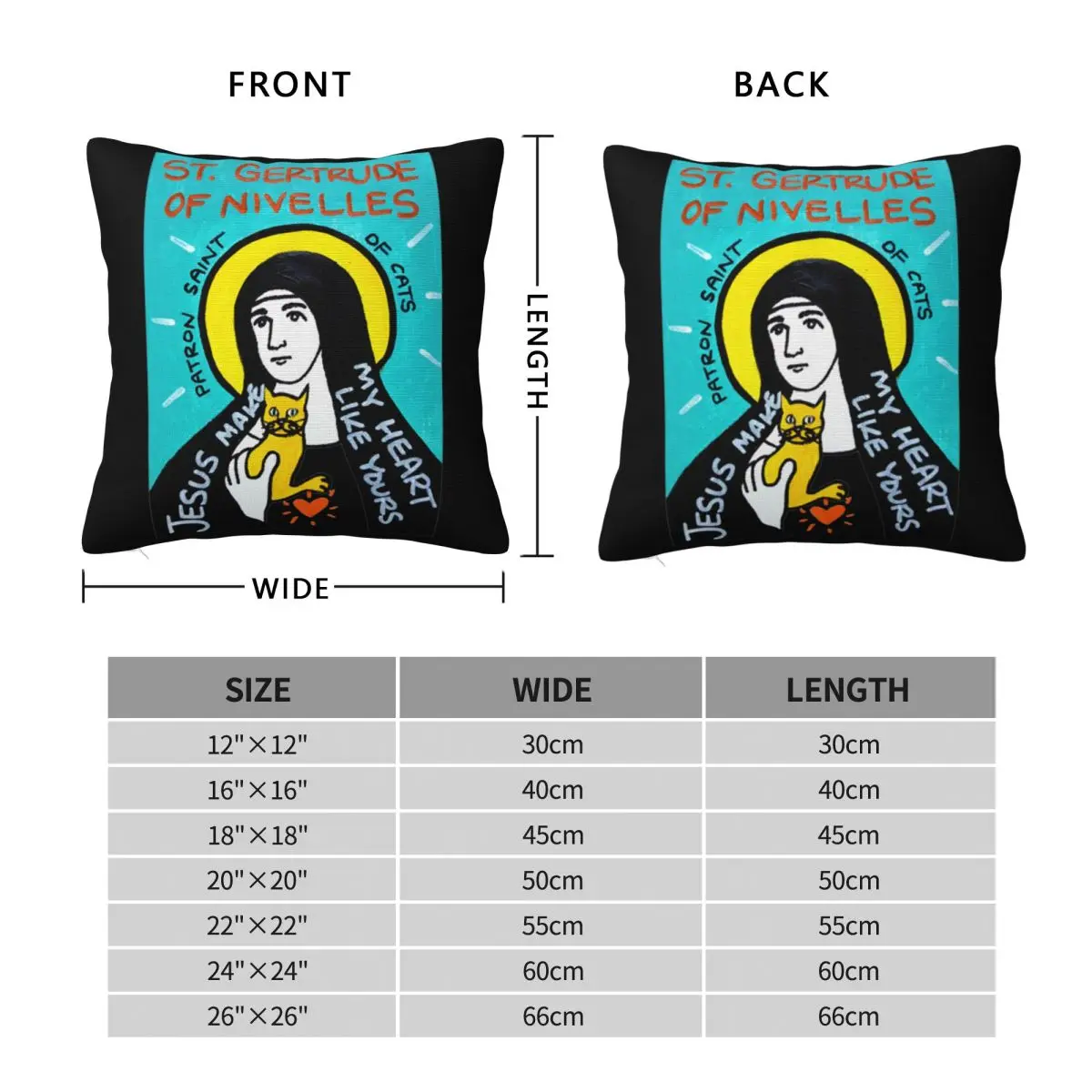 St. Gertrude Of Nivelifes Square Pillowcase Pillow Cover Cushion Zip Decorative Comfort Throw Pillow for Home Car