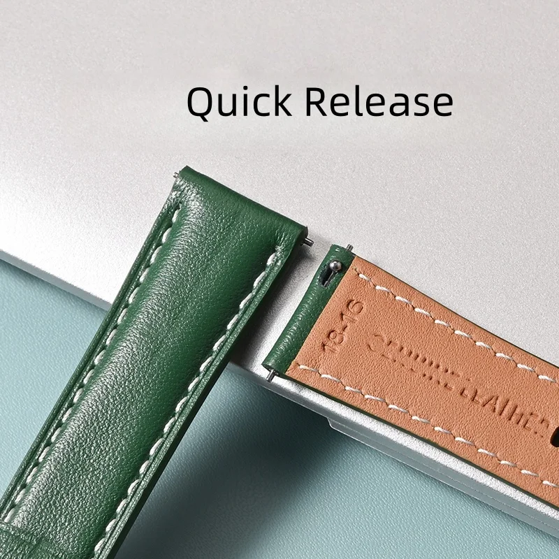 حزام ساعة جلدي عالمي 18 مللي متر 20 مللي متر 22 مللي متر حزام ساعة سريع الإصدار ريترو سوار ساعة اكسسوارات لساعة هواوي الذكية