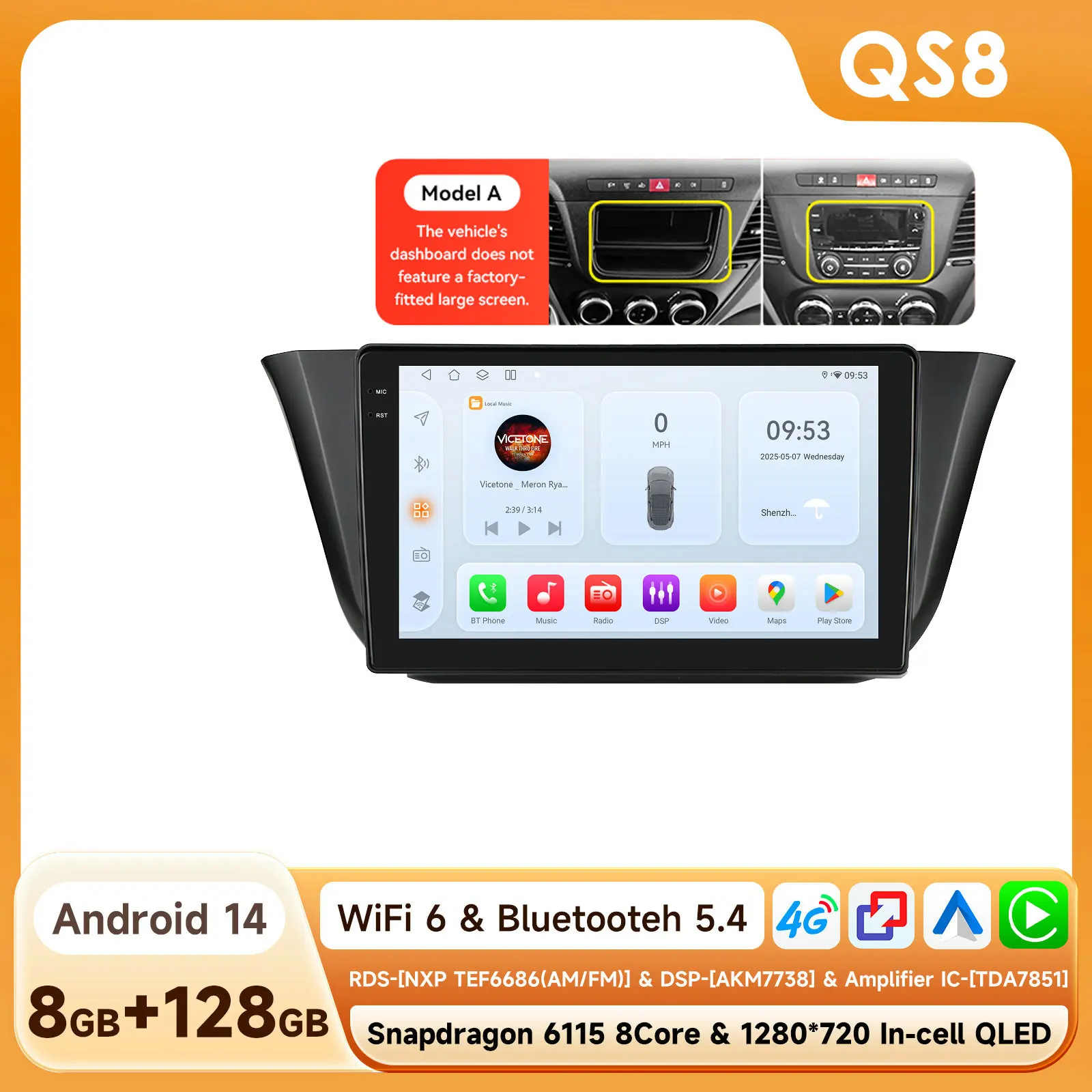 Hizpo 9 "Android Auto Radio Voor Iveco Dagelijkse 2013 2014 2015 2016 2017 2018 2019 2020 2021 Carplay Auto Multimedia Speler Gps 2din