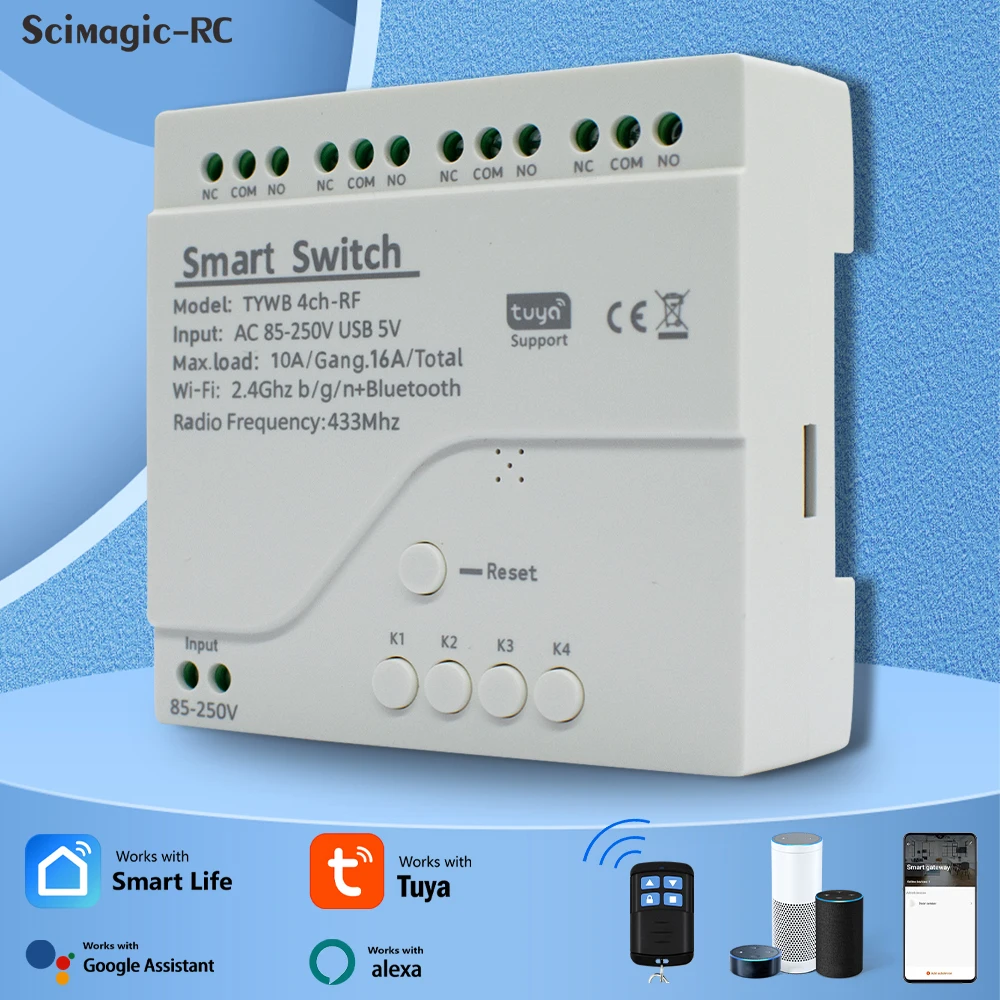 Tuya Smart 2CH 4CH Relay Module 5-32V 220V 110V 85-250V DIY Inching Self-locking Interlocking Mode WIFI Switch APP Controller