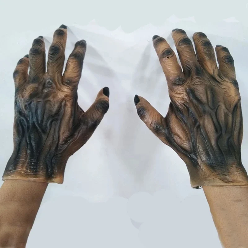 Realistic Werewolf Gloves with Claws Hairy Beast Hands Costume Halloween Scary Wolf Prop