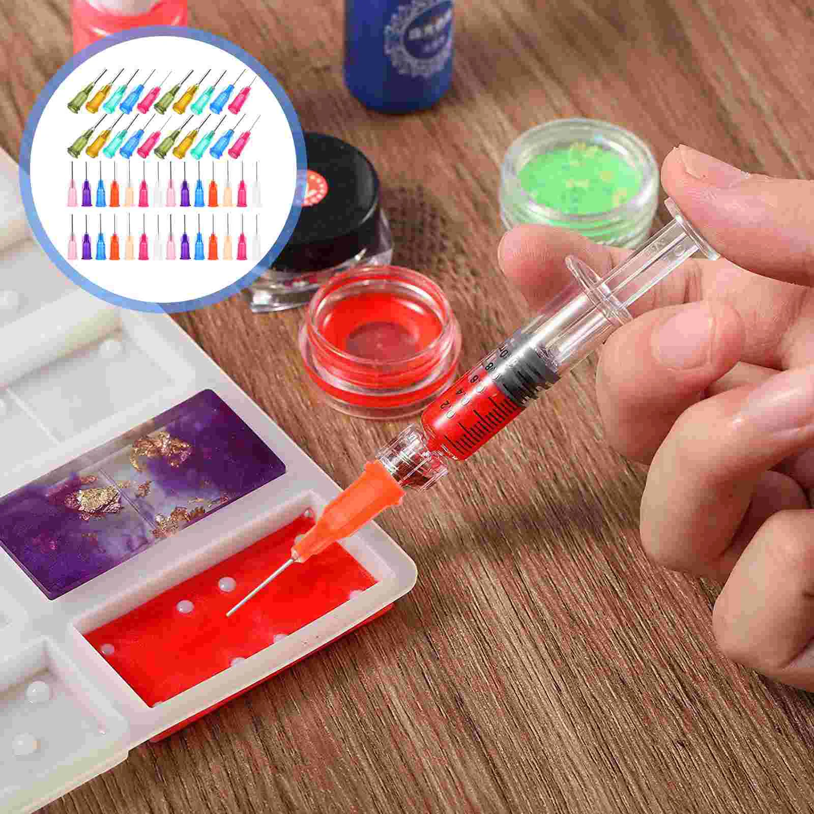 60 Pcs Liquid Dispensing Needles Compact Size Replacement Glue Dispenser Tips Screw Bottle Hobby Craft Plastic