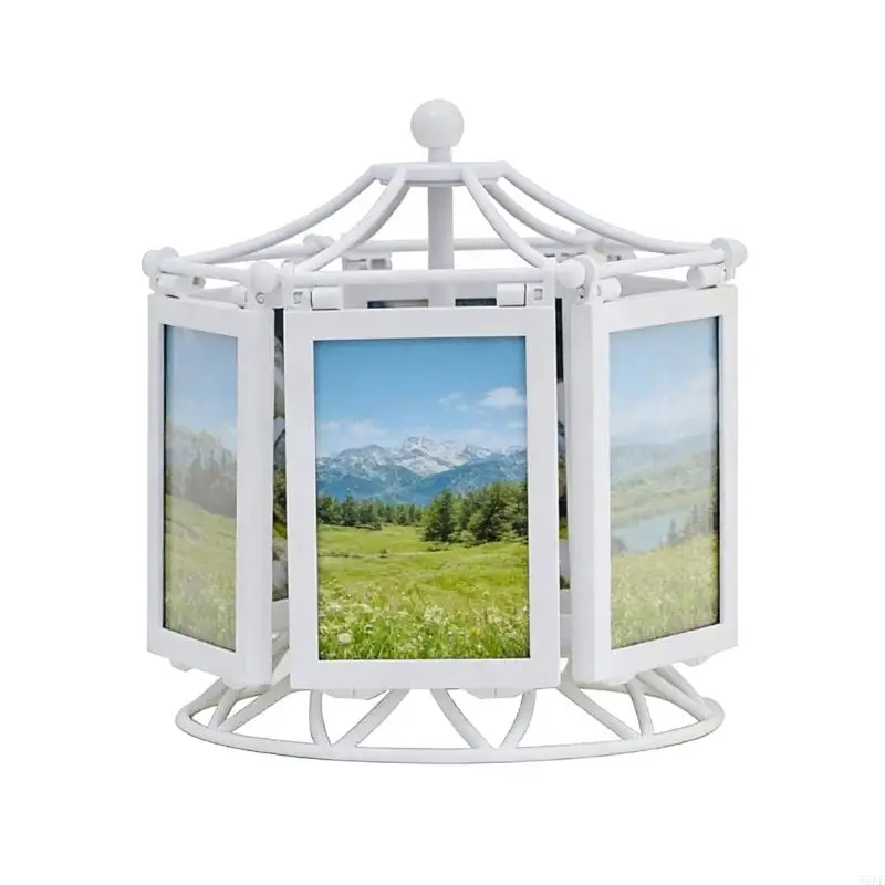 Rotatings Ferris Wheel Picture Frame Music Box Decorative Photo Frame Desktop Photo Display for Home Office Decorations 55KF