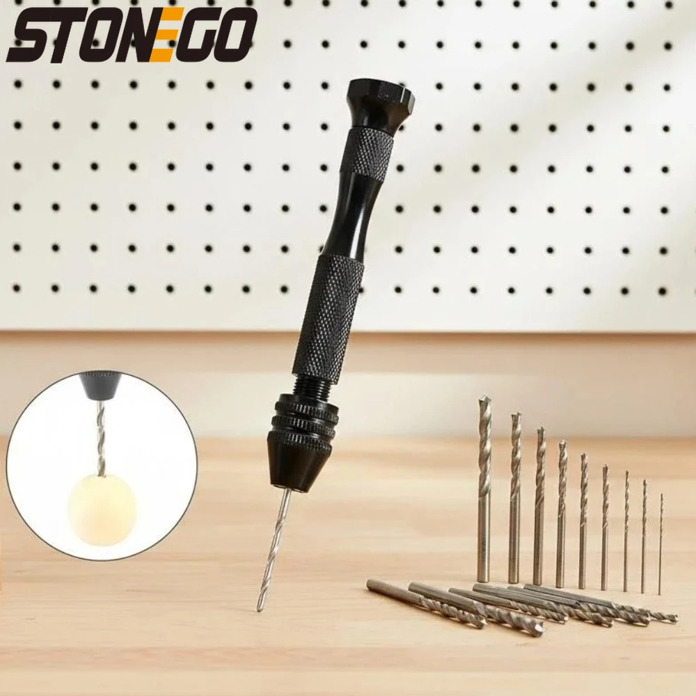 

Portable Aluminum Hand Drill Set 11Pcs 26Pcs Keyless Chuck DIY Manual Claw Drill Woodworking Tool Kit