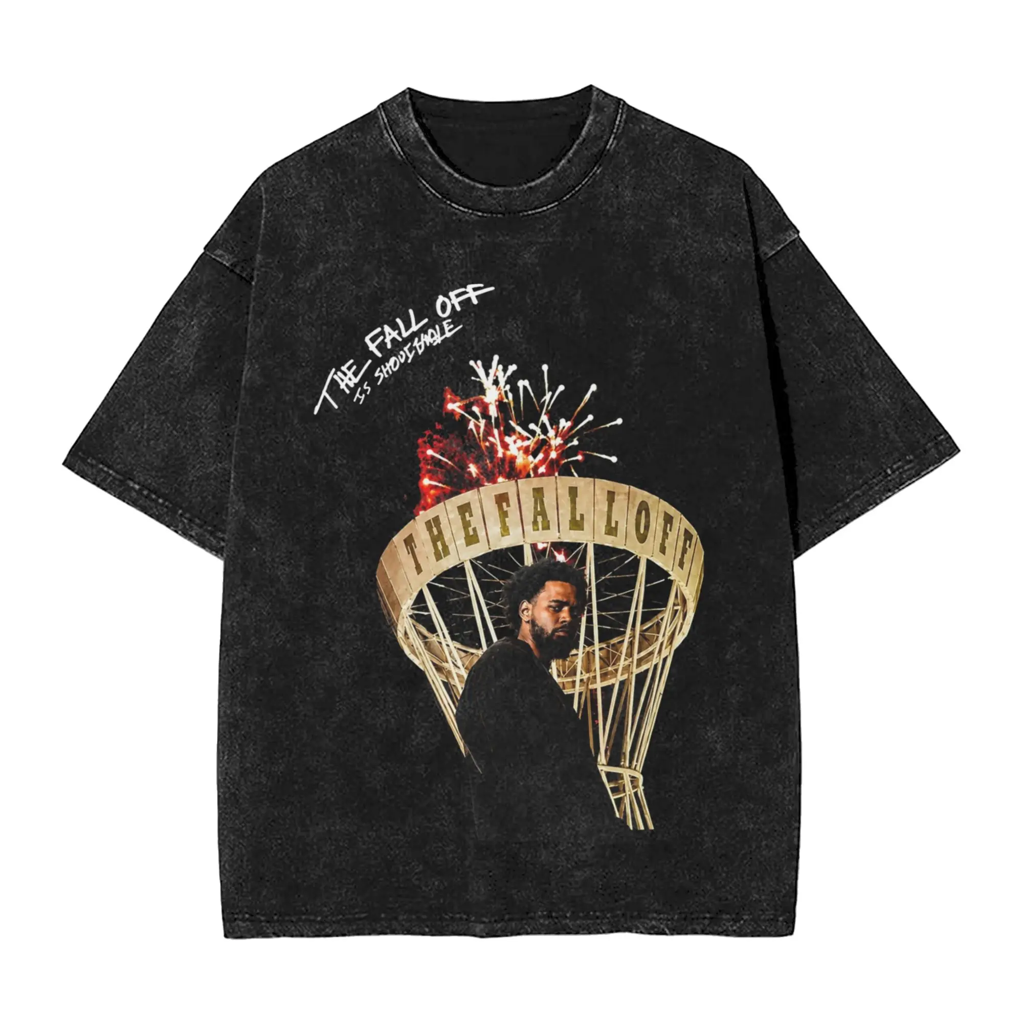 J Cole The Fall Off 2026 Tour Washed T Shirts Streetwear Hip Hop Vintage T-Shirts  Tee Shirt for Men Women Short Sleeve Harajuku