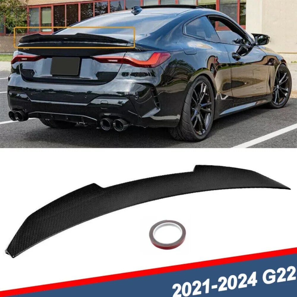 

FOR 2021-2024 BMW G22 430i G82 M4 PSM STYLE CARBON LOOK REAR TRUNK SPOILER WING United States