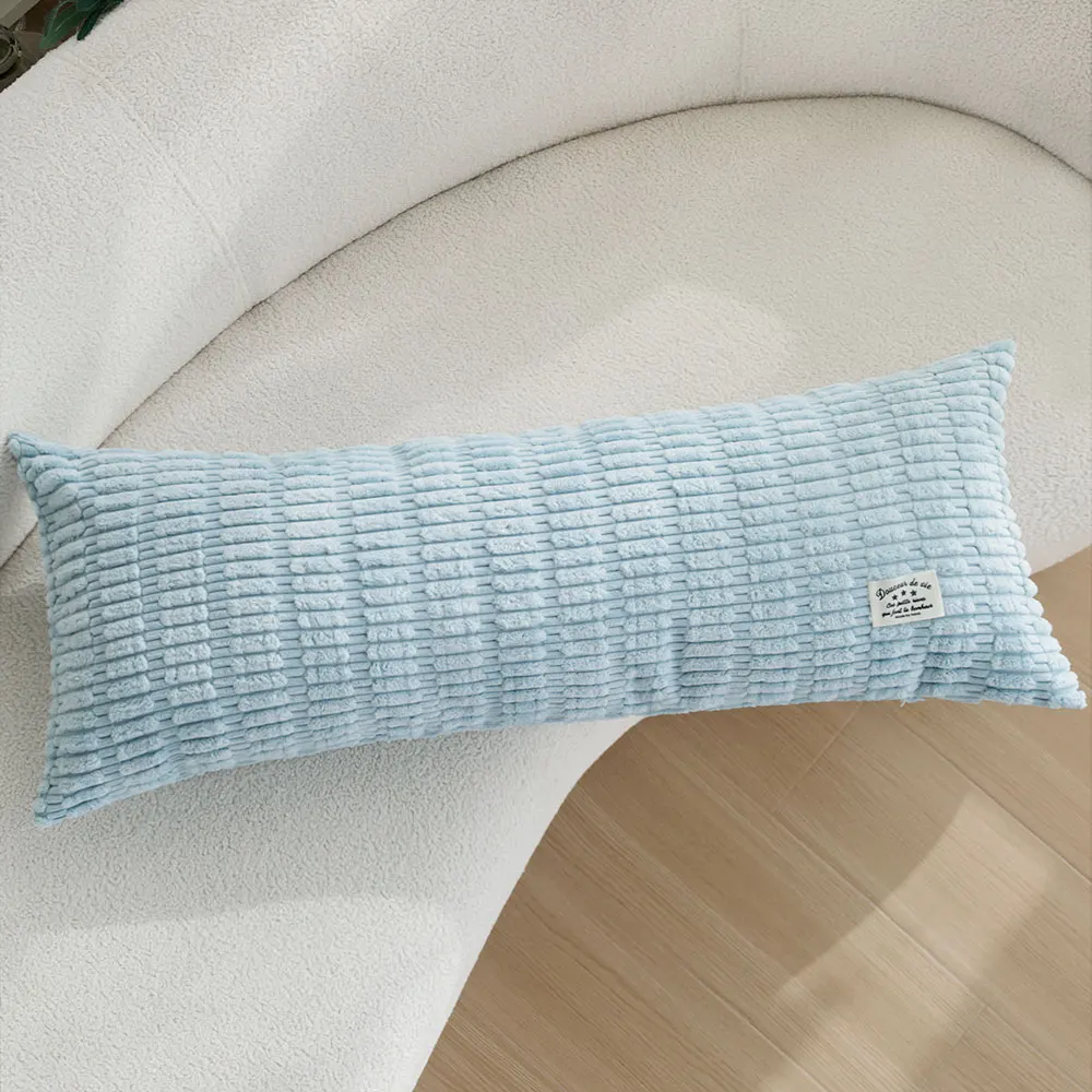 Corduroy Body Pillow Cover 35x90cm Soft Light Blue Long Cushion Case for Sofa Bed Aesthetic Room Decor Decorative Pillows Case view 5