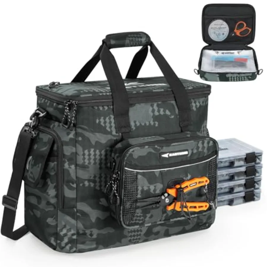 

Рыболовная сумка KastKing BaitSpace с 4 съемными коробками для снастей, водонепроницаемая, прочная, для хранения рыболовных принадлежностей