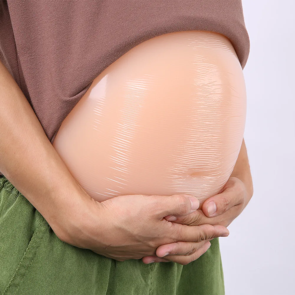 3-in-1 Silicone Fake Belly, Fake Pregnancy Belly for Actor Performance Prop, Cloth Bag Style Artificial Tummy