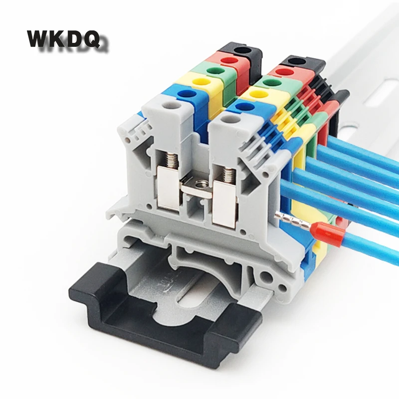 10Pcs UK2.5B Six Color UK 2.5B Universal Screw Feed-through Strip Plug Wire Electrical Connector 2.5mm2 Din Rail Terminal Block