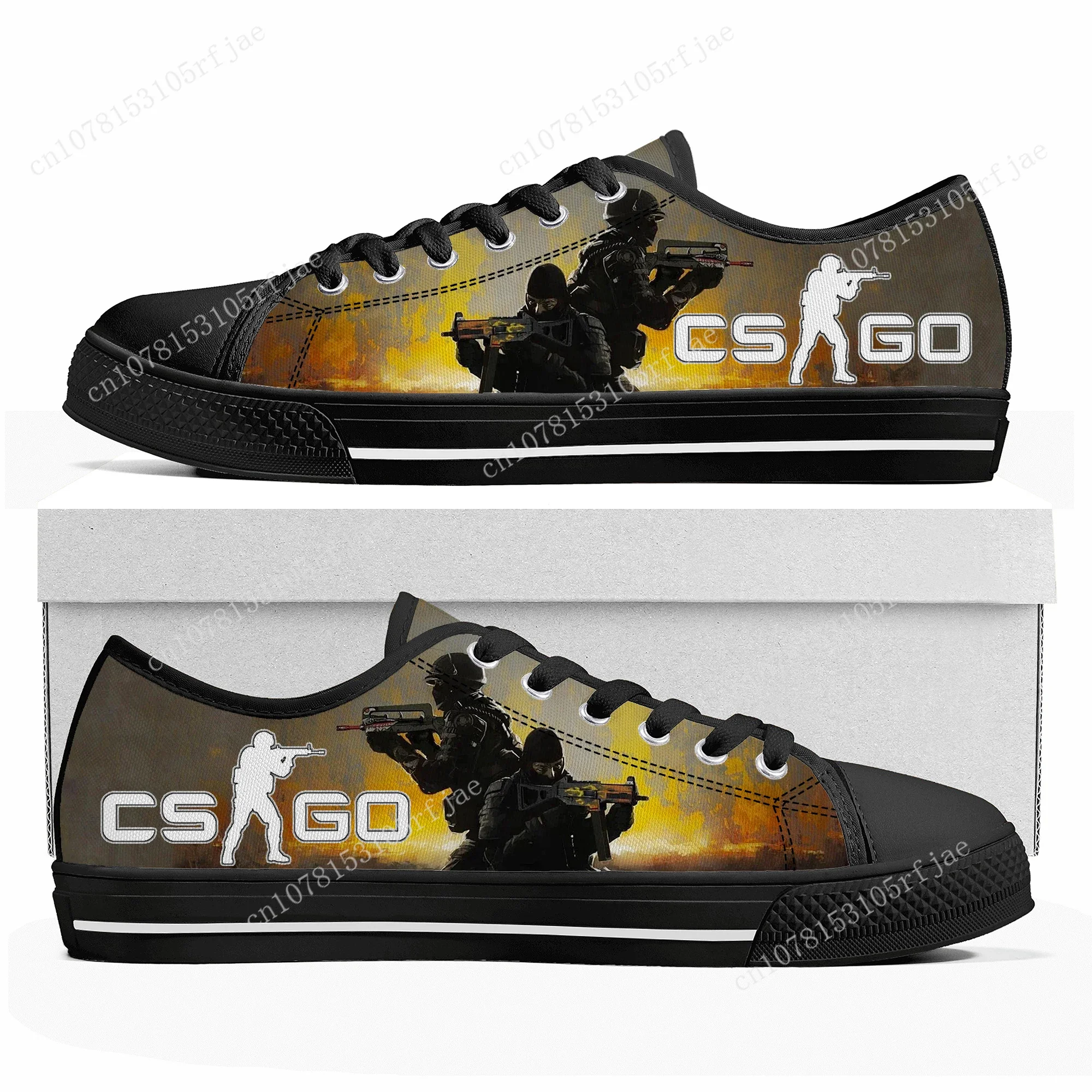 Cartoon Game Counter Strike globale Offensive Low Top Sneakers Damen Herren hochwertige Schuhe lässig maßge schneiderte Canvas Sneaker