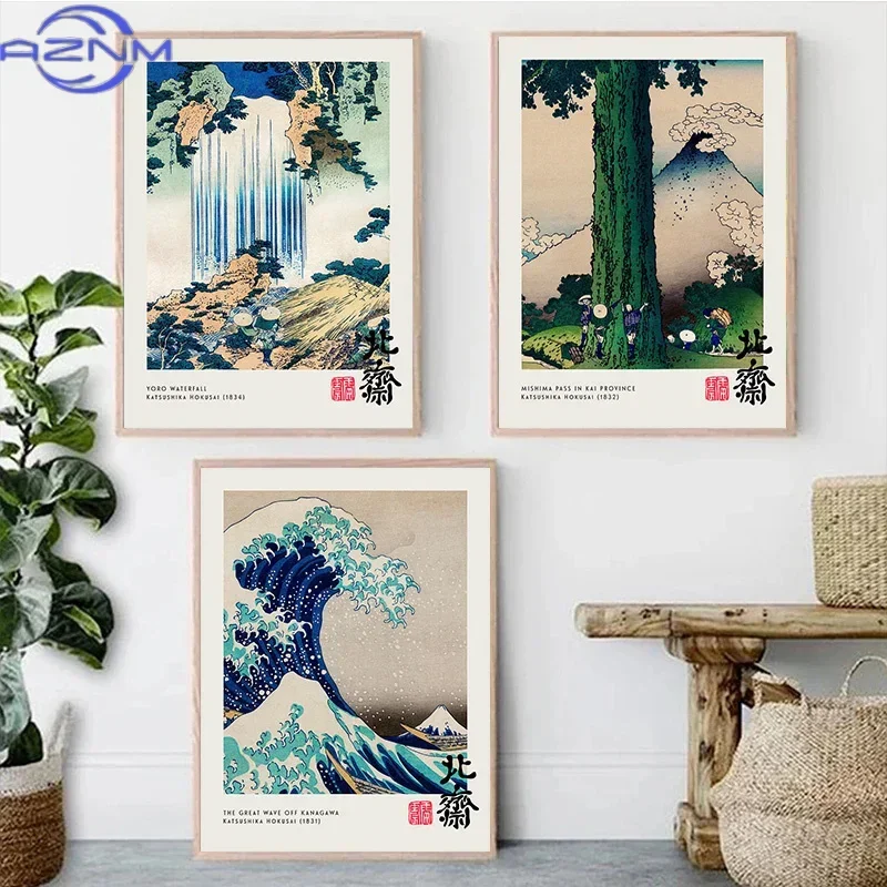 Japanese Abstract Art Landscape Famous Painting Canvas Print Posters The Great Wave Off Kanagawa Wall Arft Mural for Home Dec