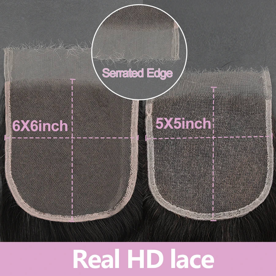 Wowangel 13x6 HD Lace Frontal mit Haarbündeln aus Echthaar, 5x5 HD Lace Closure, hautnahe brasilianische glatte Haarverlängerung für Frauen – Detail 9