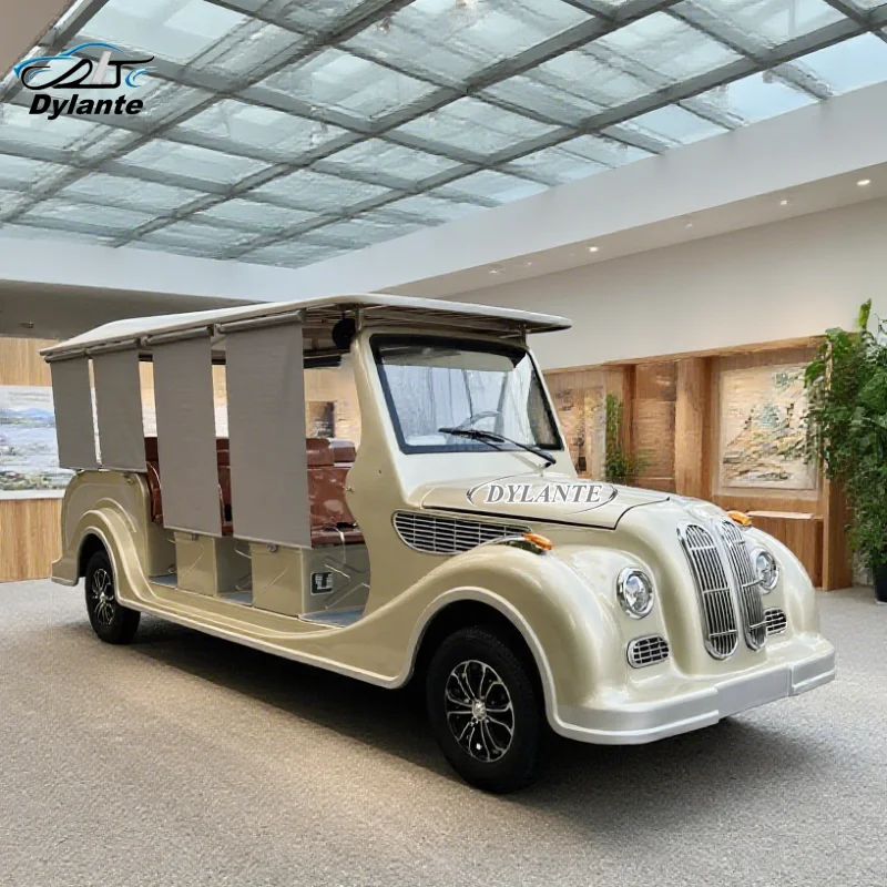 High-Quality New Energy Classic Adult 8 11 Seat Classic Car 4-Wheel Electric Miniature Low-Speed Sightseeing Car With Rain Cover