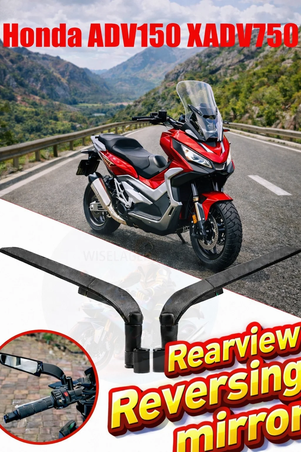 

For Honda ADV150 XADV750 350 X-ADV 750 PCX 160 150 125 Universal Motorcycle Mirror Wind Wing side Rearview Reversing mirror