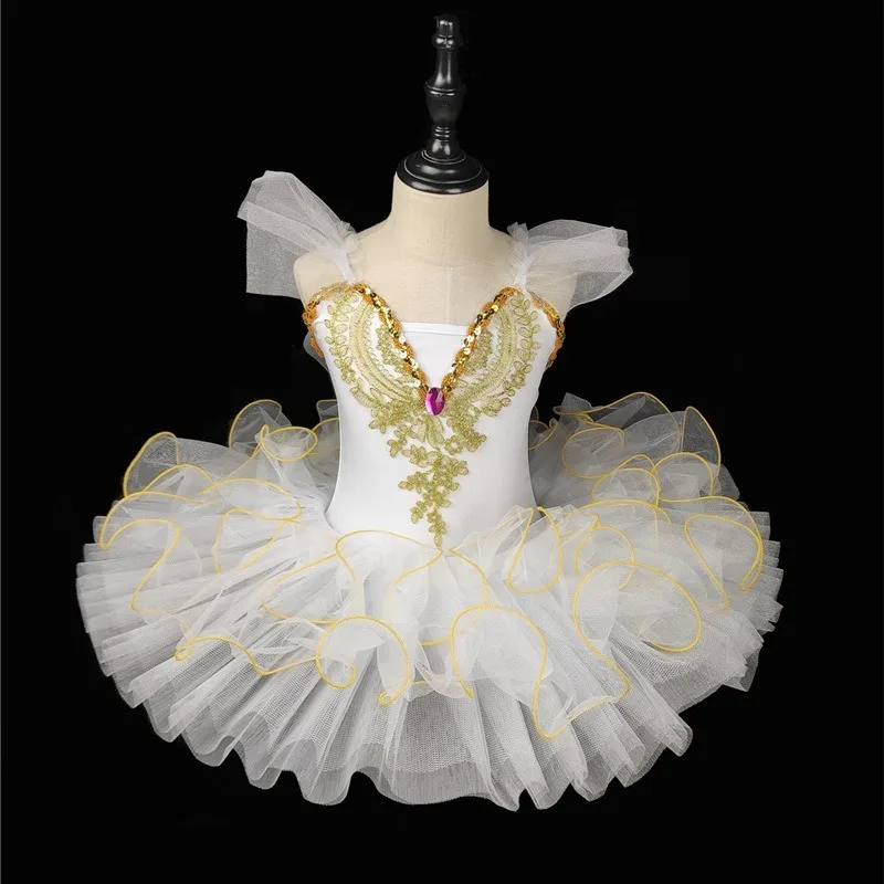 Abito da tutù di balletto per ragazze con maniche a sbuffo per bambini, costume da ballerina per spettacoli, ottimo per il regalo di compleanno, nuova gonna da principessa
