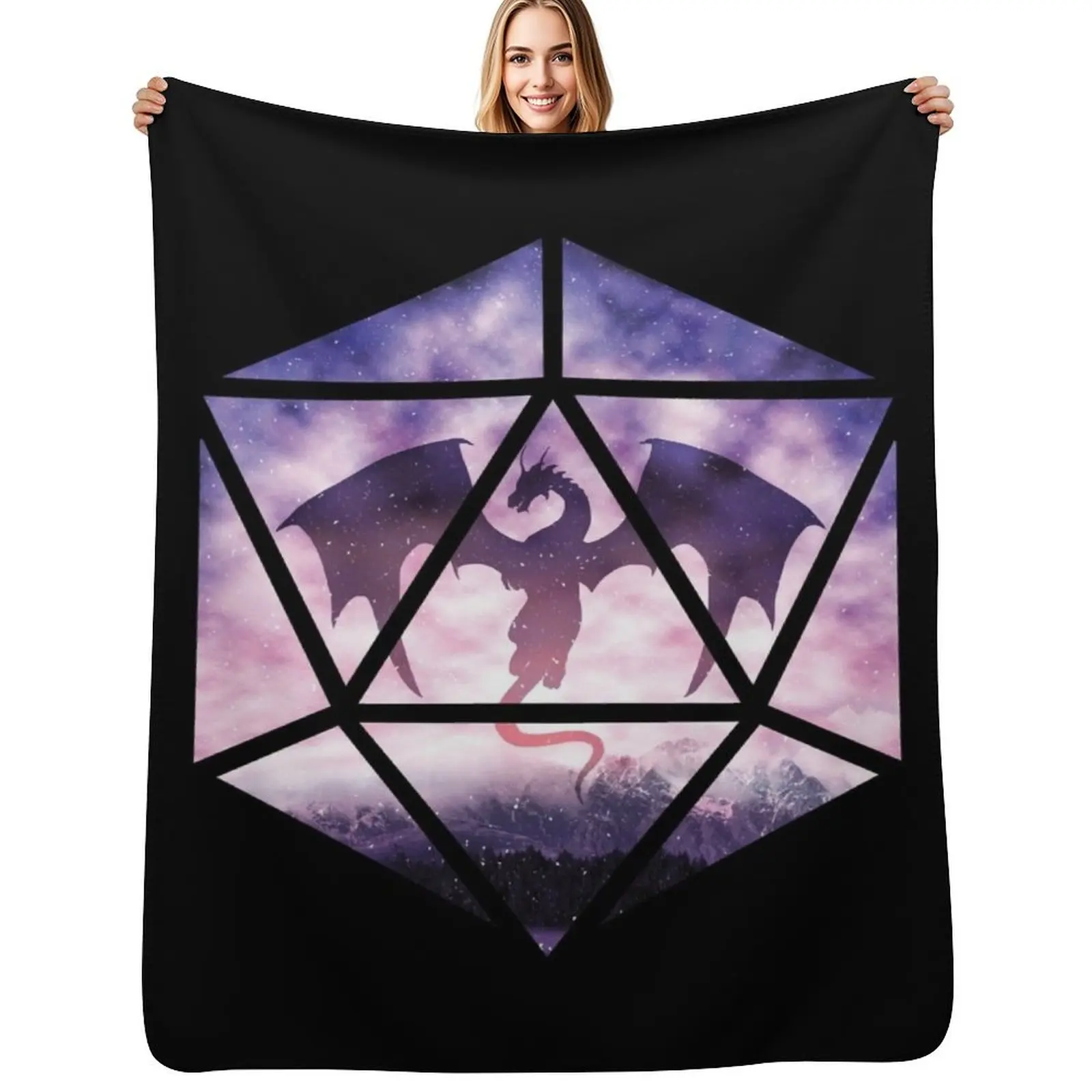 

Purple Sky Dragon D20 Throw Blanket Thermals For Travel Cute Bed linens Blanket