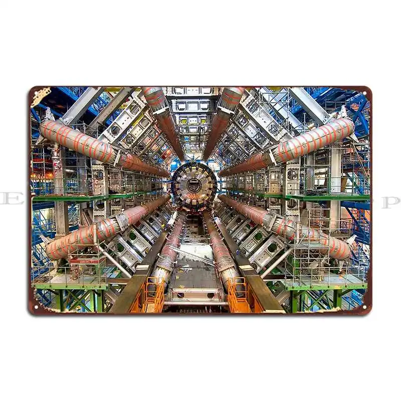 Large Hadron Collider Lhc At Cern In Switzerland And France Physics Metal Sign Personalized Cinema Club Tin Sign Poster