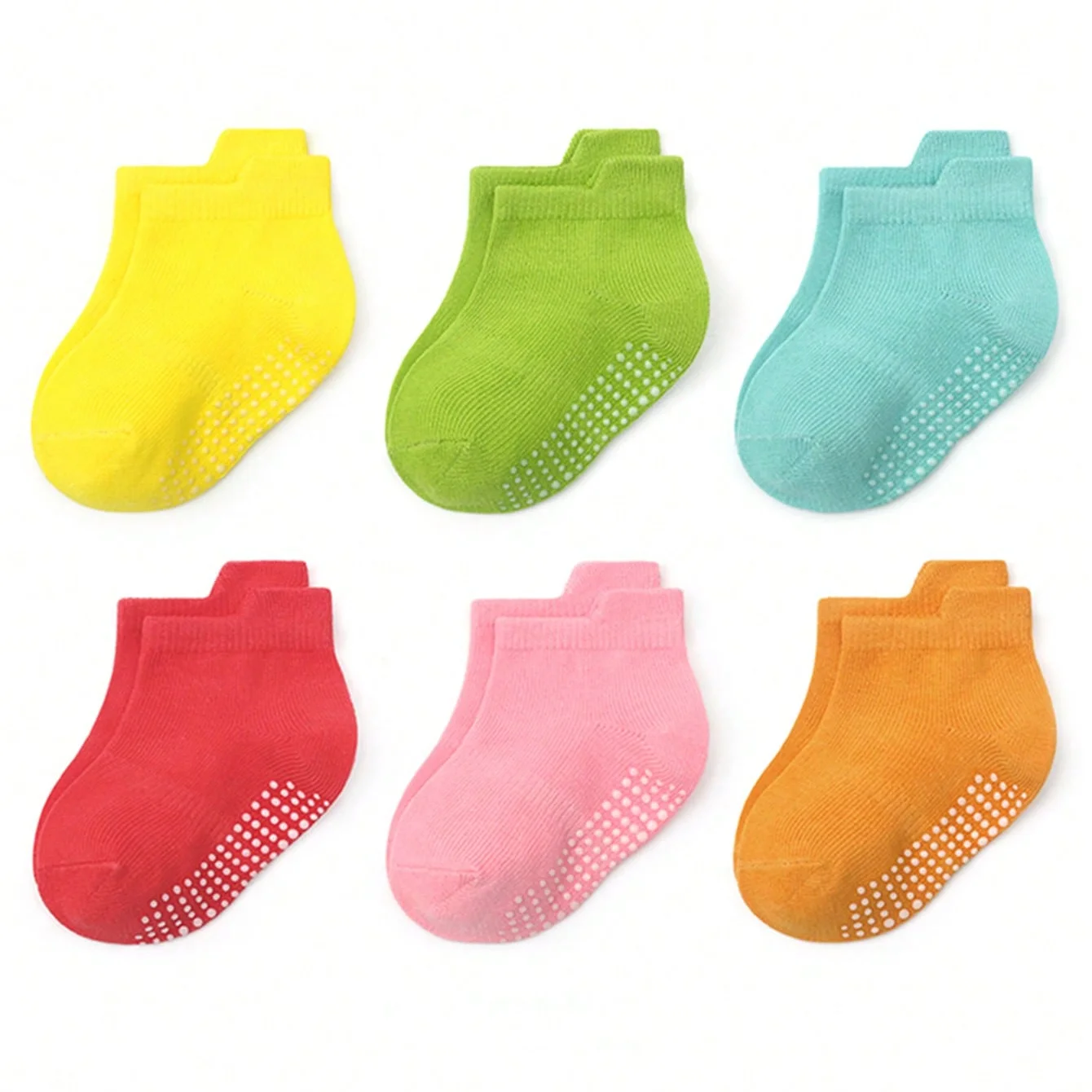 6 Pairs/Set Baby Spring/Summer Striped Star Pattern Anti-Skid Glue Socks, Soft Comfortable Breathable Non-Slip, Suitable For Inf