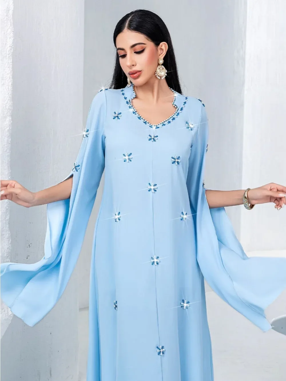 Eid Abaya musulmana para mujeres Vestidos de Dubái diamantes Ramadán Marruecos fiesta árabe vestido largo Jalabiya Kaftan Islam Vestidos Abayas