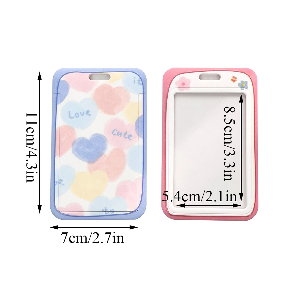 INS Cartoon Flower Print Women Card Protector Cover Case Card Holder portachiavi Badge Holder Work ID Card Bus ID Card Holder