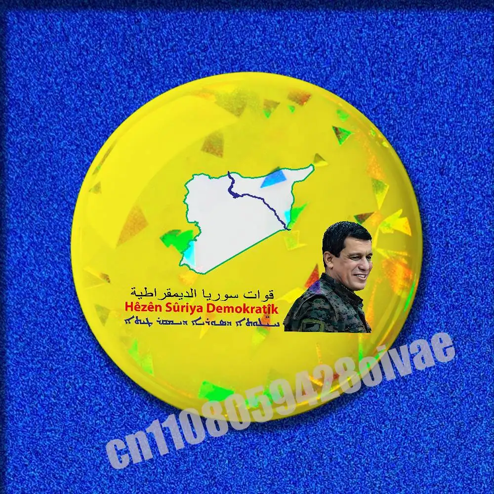 Syria Syrian Map Democratic Forces Flag Insignia Badge Cover For Brooch Ornament 75mm 25mm 44mm 32mm 58mm Round Pin
