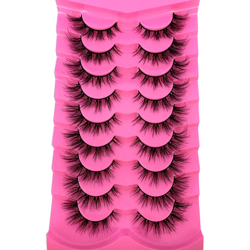 Nerz-Wimpern Flauschige Katzenaugen-Wimpern Wispy 6D Volumen Künstliche Wimpern Wie Extensions Aussehend Dicke Weiche Lockige Falsche Wimpern 9 Paare – Detail 11